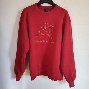 Ladies SZ S Red Vintage Seasons Greetings Sweatshirt